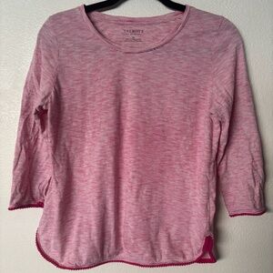 Talbots Pink Striped 3/4 Sleeve Top|Women's Size Small Petite |Soft Casual
